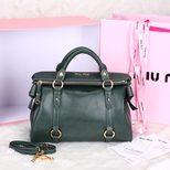 MIU MIU Blackish green leather bow-tie handle bag