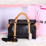 MIU MIU Black with beige leather bow-tie handle bag