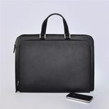 Prada Black Saffiano Leather Double Zipper Briefcase