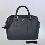 Prada Dark Blue Saffiano Leather Briefcase