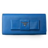 Prada Dark Blue Saffiano Leather Bow-tie Wallet