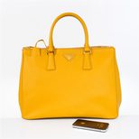 Prada Yellow Saffiano Leather Classic Handbag