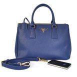 Prada Dark Blue Saffiano Leather Classic Handbag