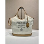 Prada linen blend and leather bag