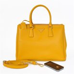 Prada Yellow Saffiano Leather Classic 33CM Medium Handbag