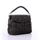 Prada Ruched Nappa Leather Gaufre Pattina Flap Handle Bag