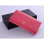 Prada Saffiano Leather Button Clap Long Wallet