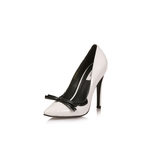 Prada White patent leather bow-tie pointed head pump