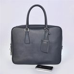 Prada Dark Blue Saffiano Leather Briefcase