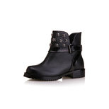 Alexander McQueen Black Leather with Positions Logo Short Boot