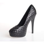 Bottega Veneta Black Woven Leather Platform Pump