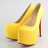 Christian Louboutin Yellow Croco Skin Leather Platform Pump