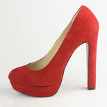 Christian Louboutin Red Suede Platform Pump