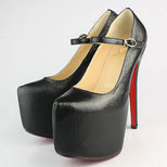 Christian Louboutin Black Snake Skin Leather Platform Mary Jane Pump