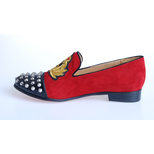 Christian Louboutin Iconic Studs Red Suede Leather Loafer