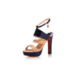 Christian Louboutin Blue Croco with Beige Leather Platform Sandal