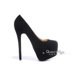 Christian Louboutin Black Suede Leather Ultra High Hidden Platform Pump