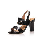 Black leather pump sandal