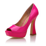 MIU MIU Fuchsia Patent Leather Peep Toe Pump