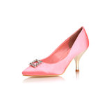 Roger Vivier Pink Satin Pointed Pump with Diamond Square Logo