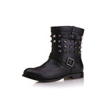 Valentino Black Leather Rivet Short Boots