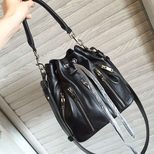 YSL Original leather zipper bucket drawstrings bag