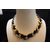 Golden finish big chain with black ribbon necklace