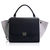 Small Trapeze Bag Black Leather with Linen