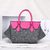 Celine Gray cashmere with pink ostrich leather flap tote