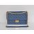 Dark blue lamb skin leather flap bag