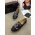 Chanel Calfskin leather rivet double C logo casual flats