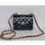 Blue Patent Leather Turn Lock Chain Shoulder Bag