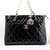 Chanel Black Patent Leather Chain Tote with Charm