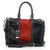 Black Leather Boston Bag with Calf Hair Leather