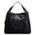 Black Leather Double Handle Shoulder Bag with GG detail