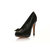 black patent leather platform pump