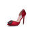 Manolo Blahnik Red satin pointed head cut out pump