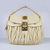 Beige Quilting Lamb Skin Leather Flap Lock Closure Handle Bag