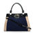 MIU MIU Blue Multi Color Suede Leather Large Turn Lock Closure Handle Bag