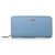 Light Blue Saffiano Leather Zipper Long Wallet