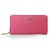 Prada Fuschia Saffiano Leather Zipper Long Wallet