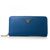 Royal Blue Saffiano Leather Zipper Long Wallet