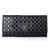 Prada Black Saffiano Leather Cutout Button Flap Closure Wallet