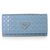 Prada Light Blue Saffiano Leather Cutout Button Flap Closure Wallet