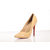 Beige leather pointed head pump