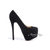 Black Suede Leather Ultra High Hidden Platform Pump