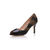 Fendi Black Patent Leather with Stripe Fabric Peep Toe Pump