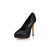 Lizard pattern black suede leather pump