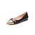 Black patent leather golden point head flat