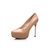 Beige patent leather platform pump